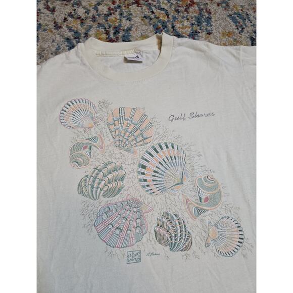 Vintage 90's Gulf Shores Alabama Seashells Beach Graphic T-Shirt Size Large - Picture 1 of 7